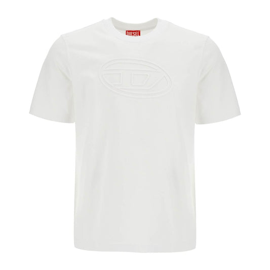 Diesel white cotton t-shirt with embossed logo t-adjust-bigoval Topwear Diesel