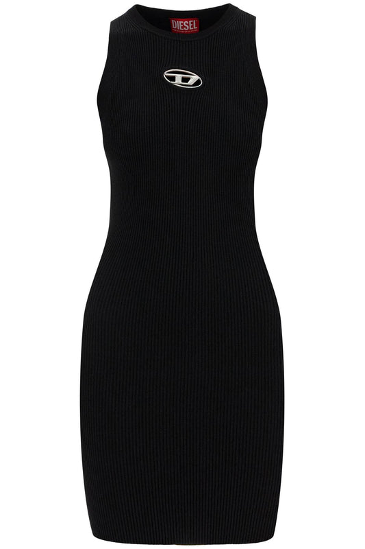 Diesel black ribbed viscose dress with wide neckline Dresses Diesel