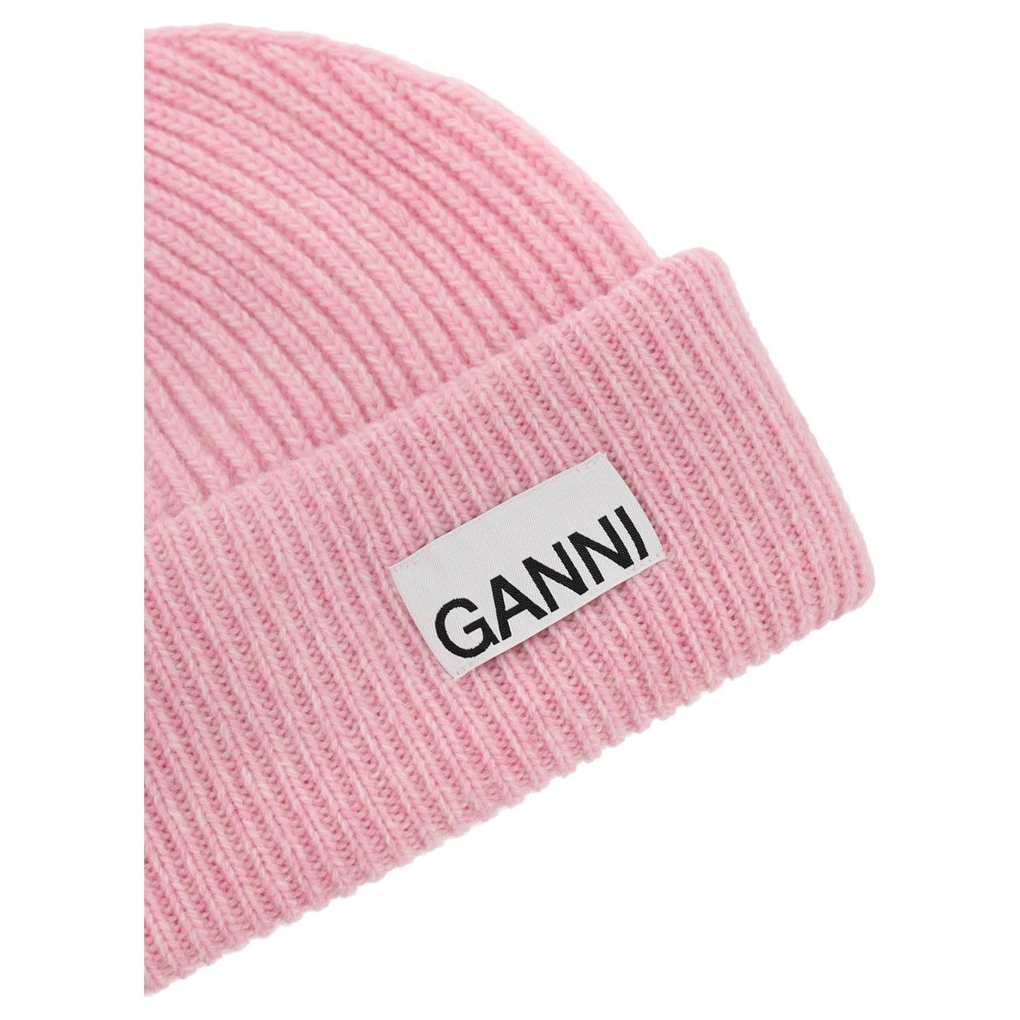 Ganni beanie hat with logo label Scarves Hats & Gloves Ganni