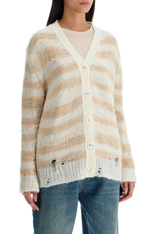 Acne Studios striped distressed oversized cardigan Knitwear Acne Studios