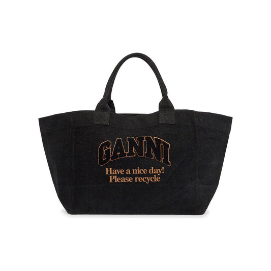 Ganni denim logo tote bag with 9 Shopper Ganni