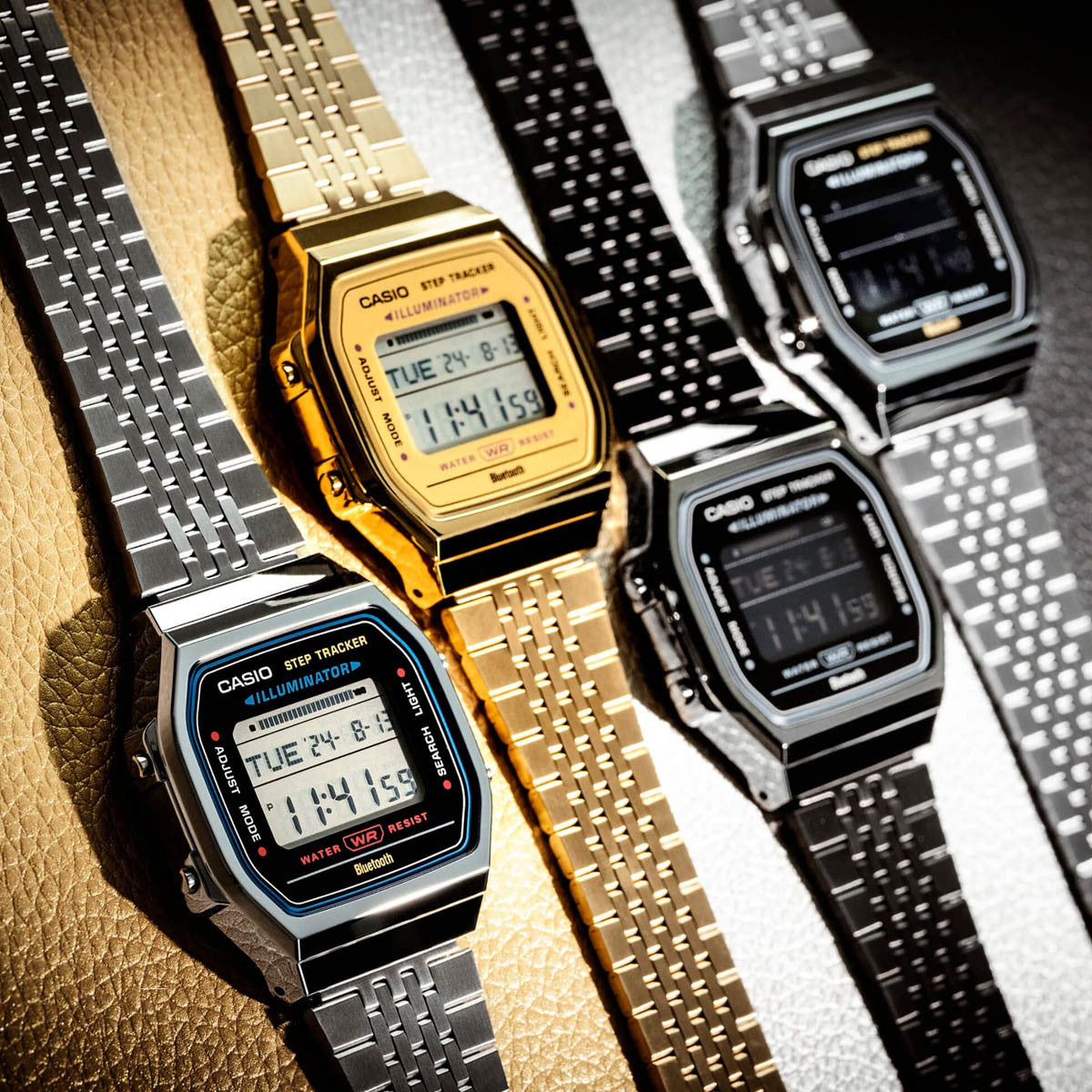 CASIO VINTAGE Mod. SILVER -BLUETOOTH® SMARTPHONE LINK w. built-in accelerometer senses body movements + steps counter-8