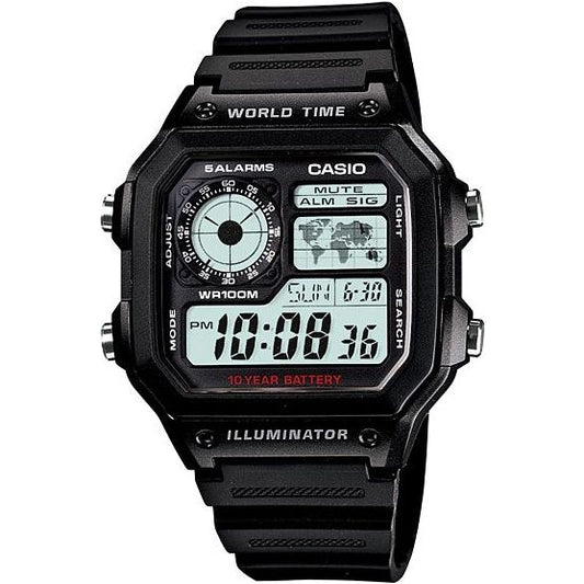 CASIO SPORT Mod. WORLD TIME ILLUMINATOR 5 ALARMS - FUTURE CLASSIC COLLECTION - BLACK WATCHES CASIO COLLECTION & VINTAGE