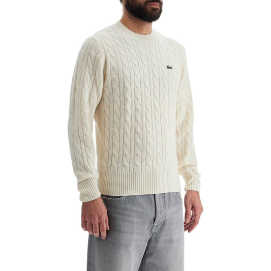 Lacoste classic fit cable knit wool pullover