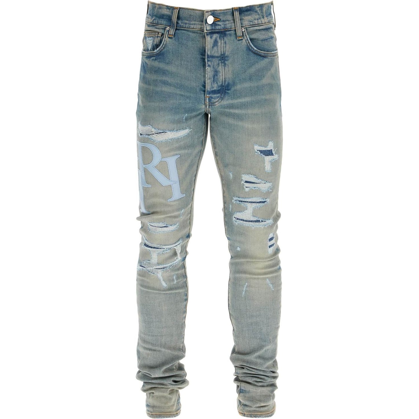 Amiri leather logo jeans with eight words Jeans Amiri