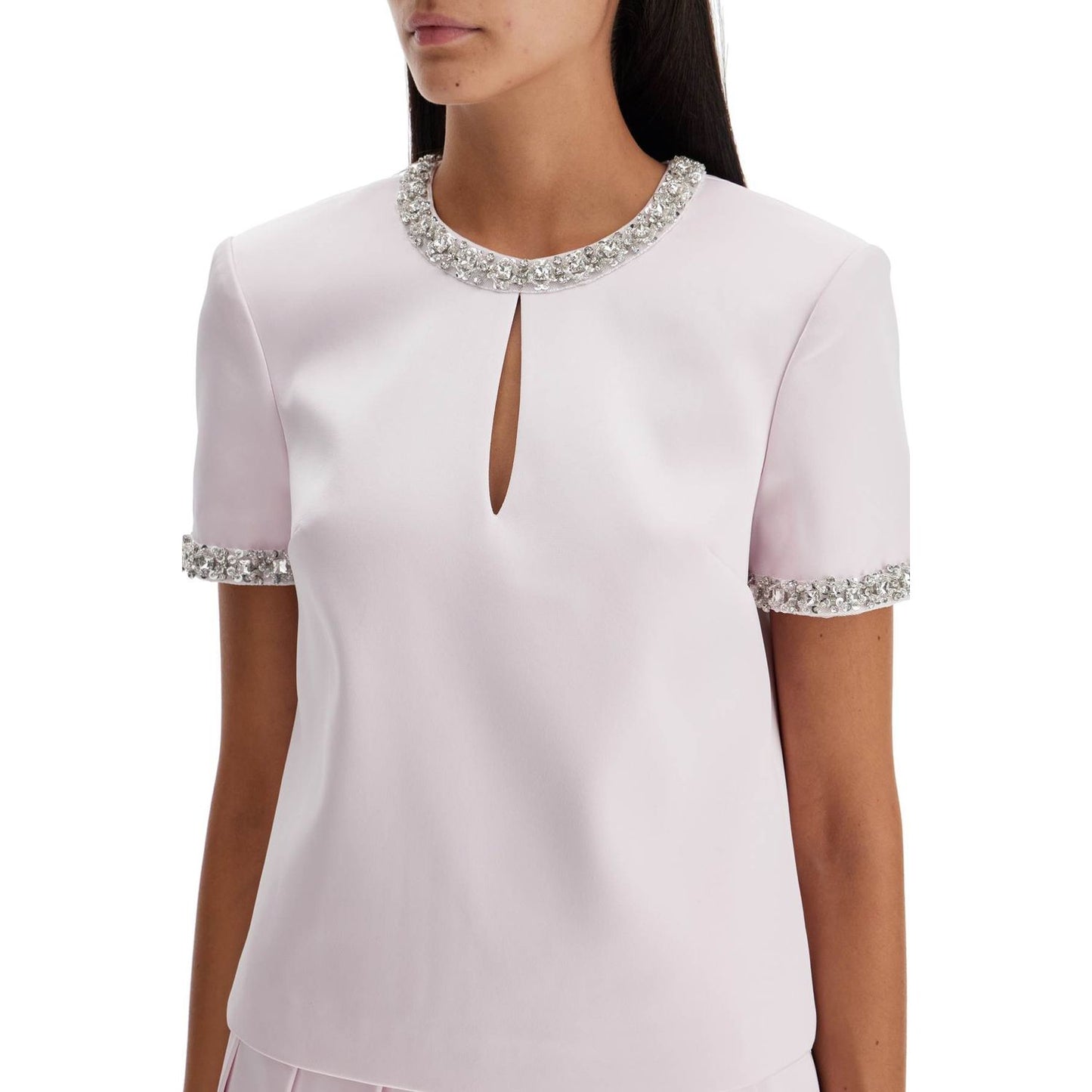 Self Portrait 'satin top with crystals embellishments Topwear Self Portrait