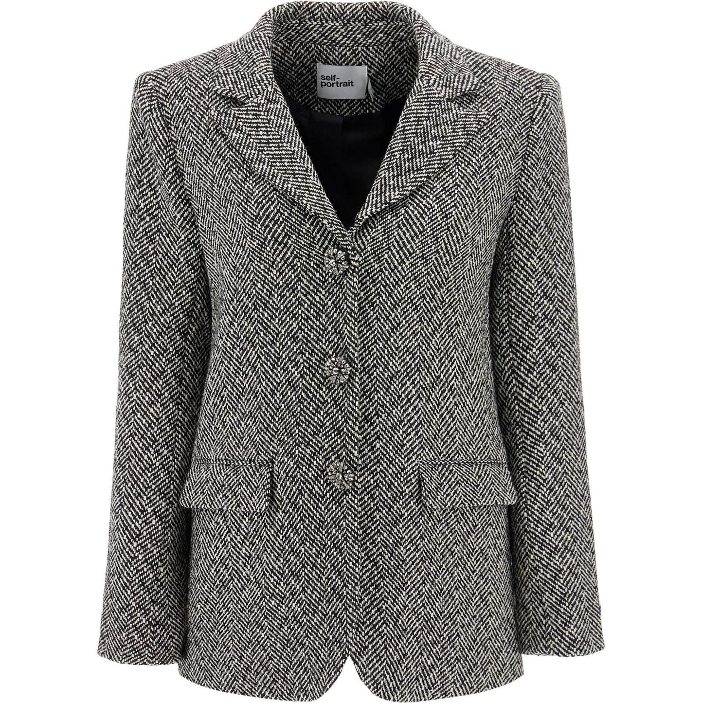 Self Portrait herringbone three-button blazer Jackets Self Portrait