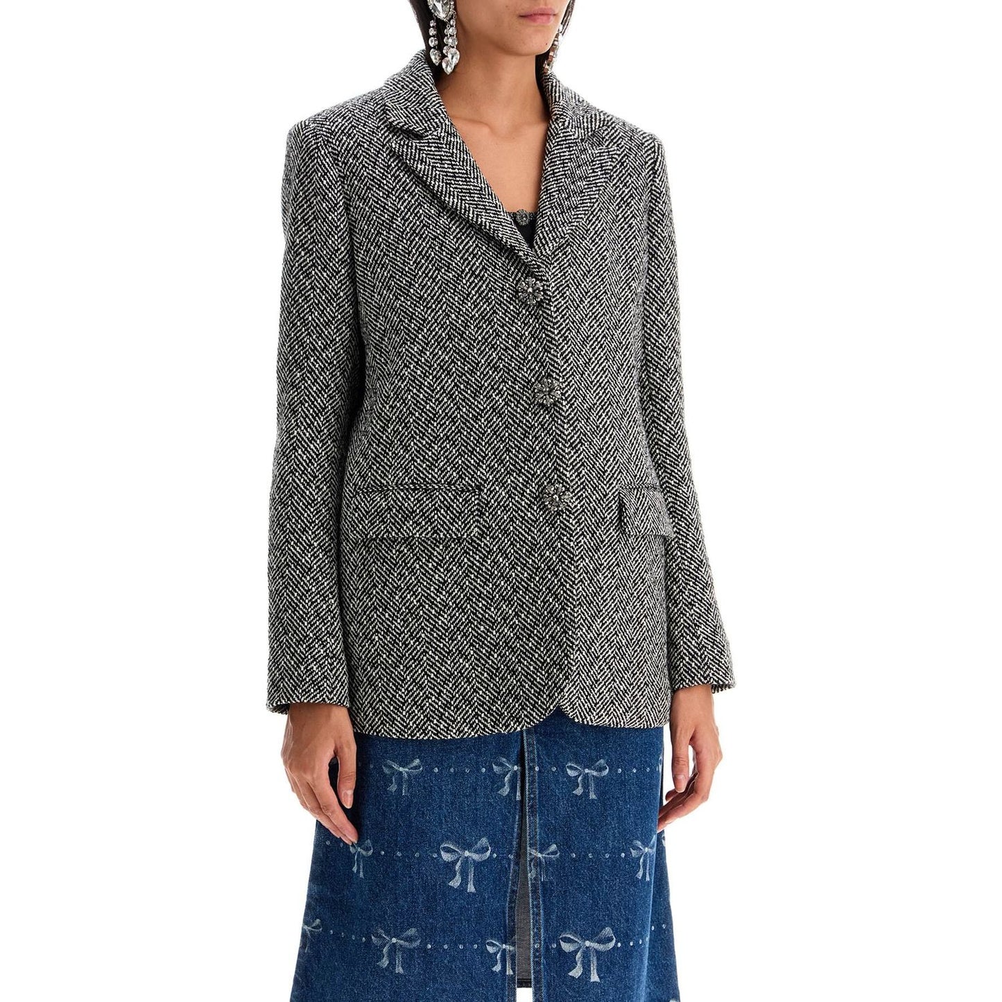 Self Portrait herringbone three-button blazer Jackets Self Portrait