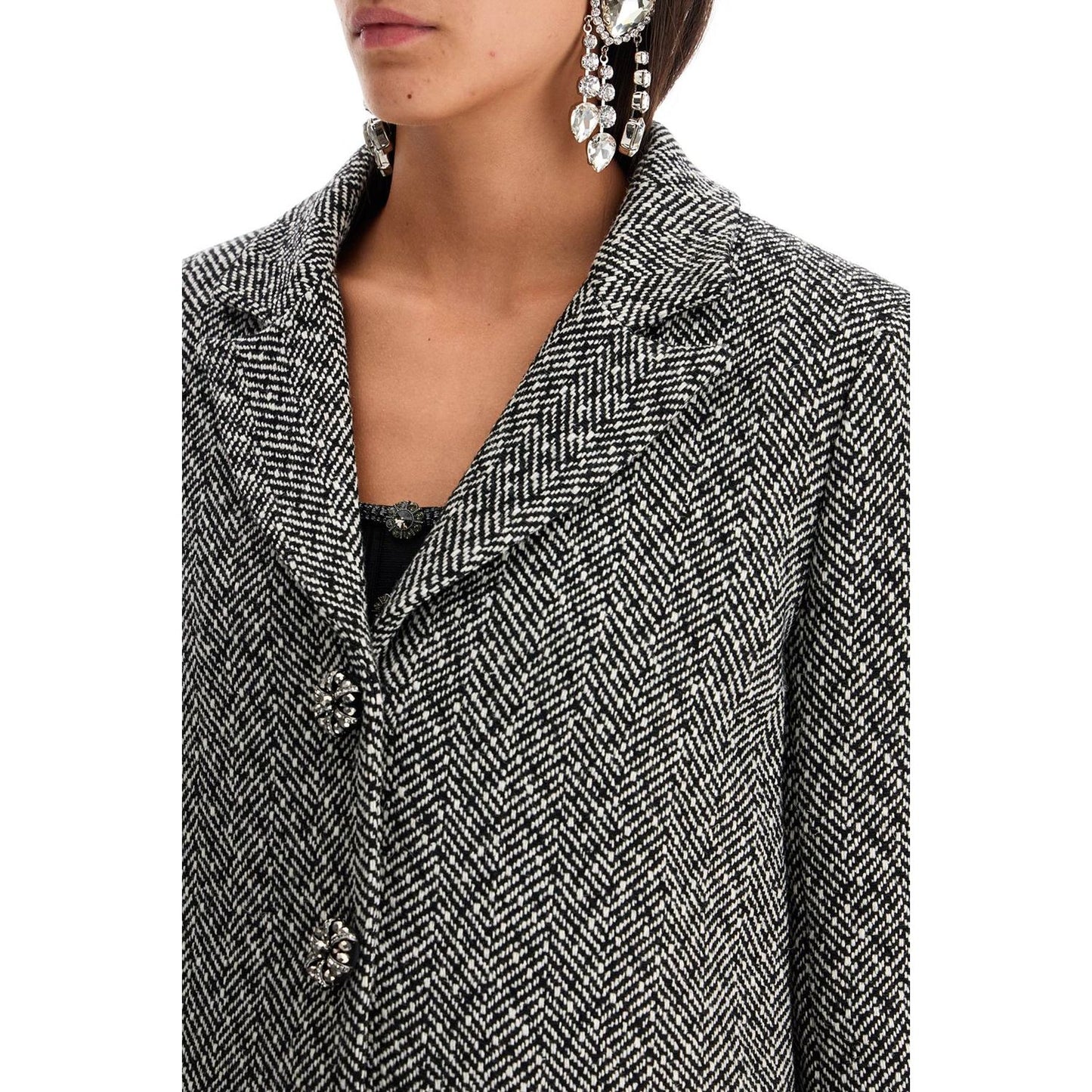 Self Portrait herringbone three-button blazer Jackets Self Portrait