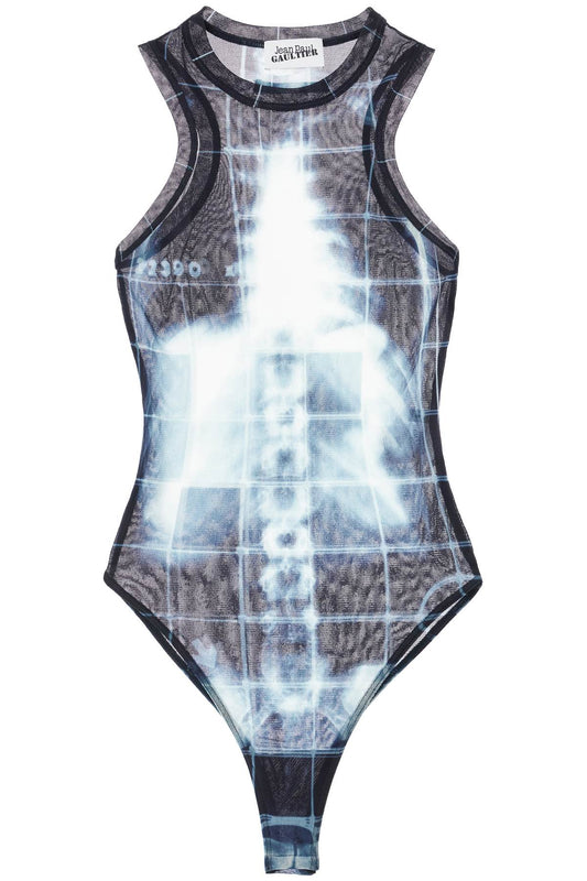 JEAN PAUL GAULTIER body in black polyamide with x-ray print Topwear JEAN PAUL GAULTIER