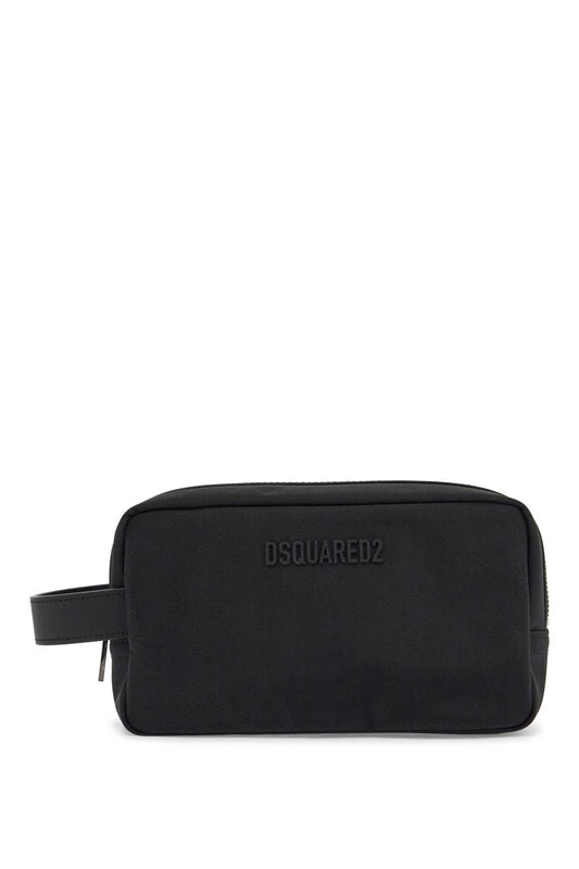 Dsquared2 black rectangular beauty case in polyamide with side handle and zip Business & travel bags Dsquared2