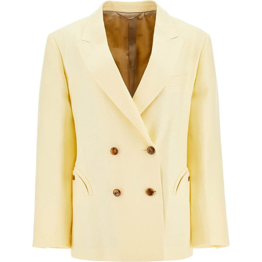 Blaze Milano light yellow linen oversized blazer