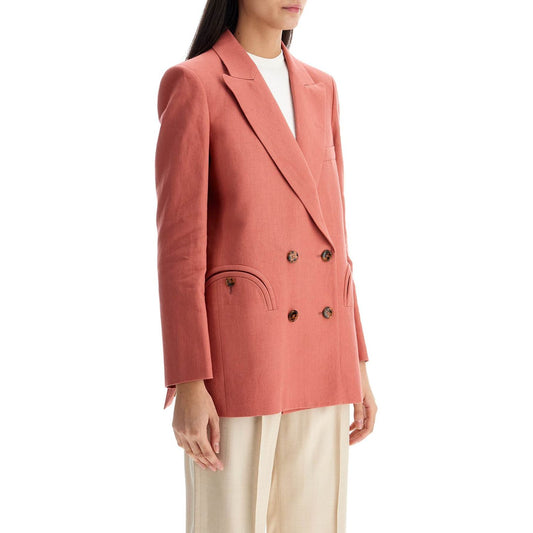 Blaze Milano coral linen single-breasted blazer with turtle style buttons Jackets Blaze Milano