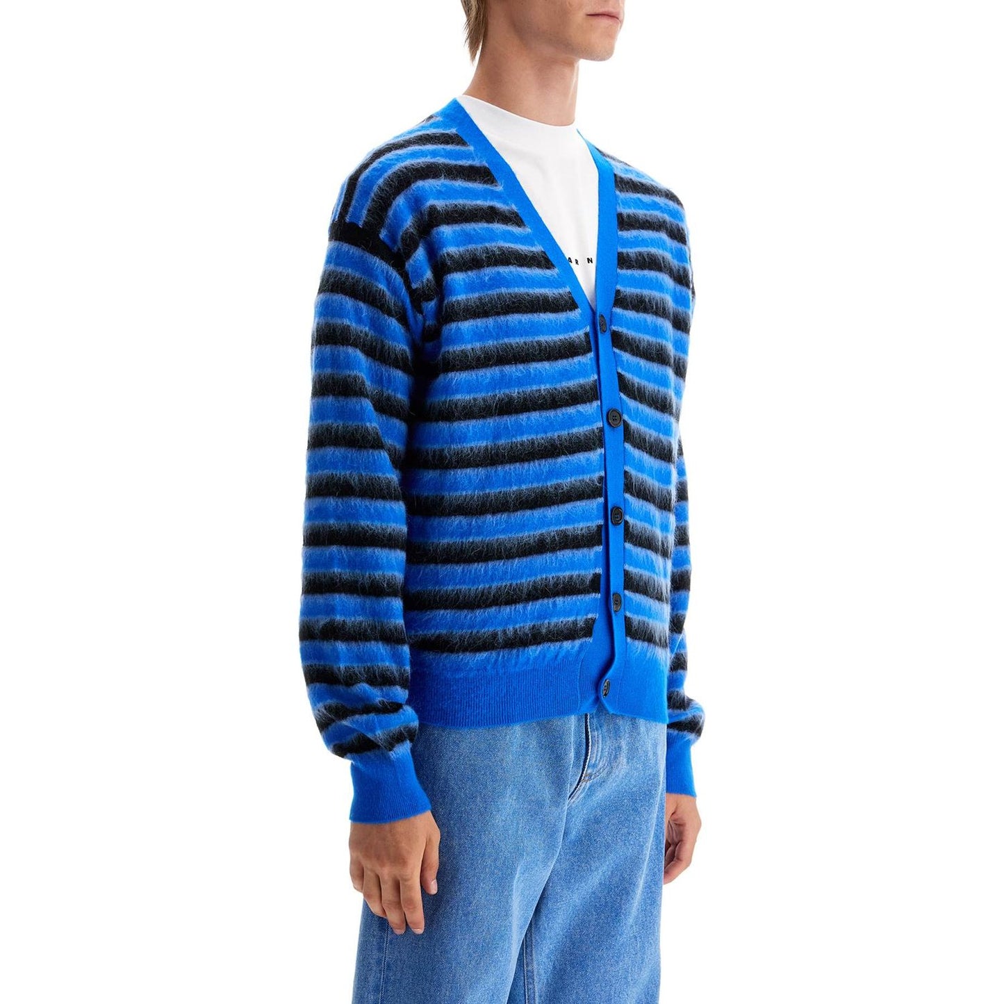 Marni striped wool and mohair cardigan Knitwear Marni