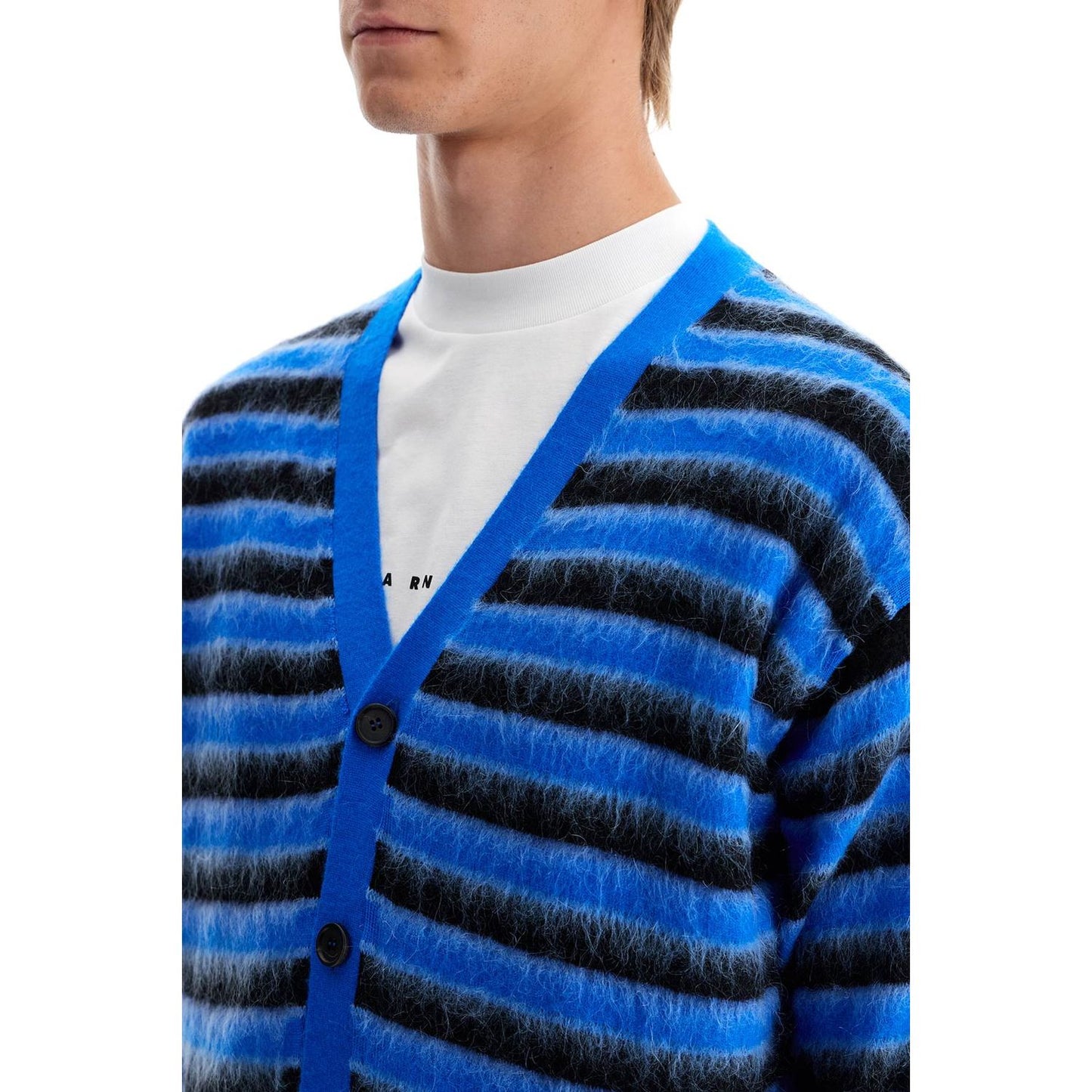 Marni striped wool and mohair cardigan Knitwear Marni