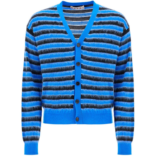 Marni striped wool and mohair cardigan Knitwear Marni