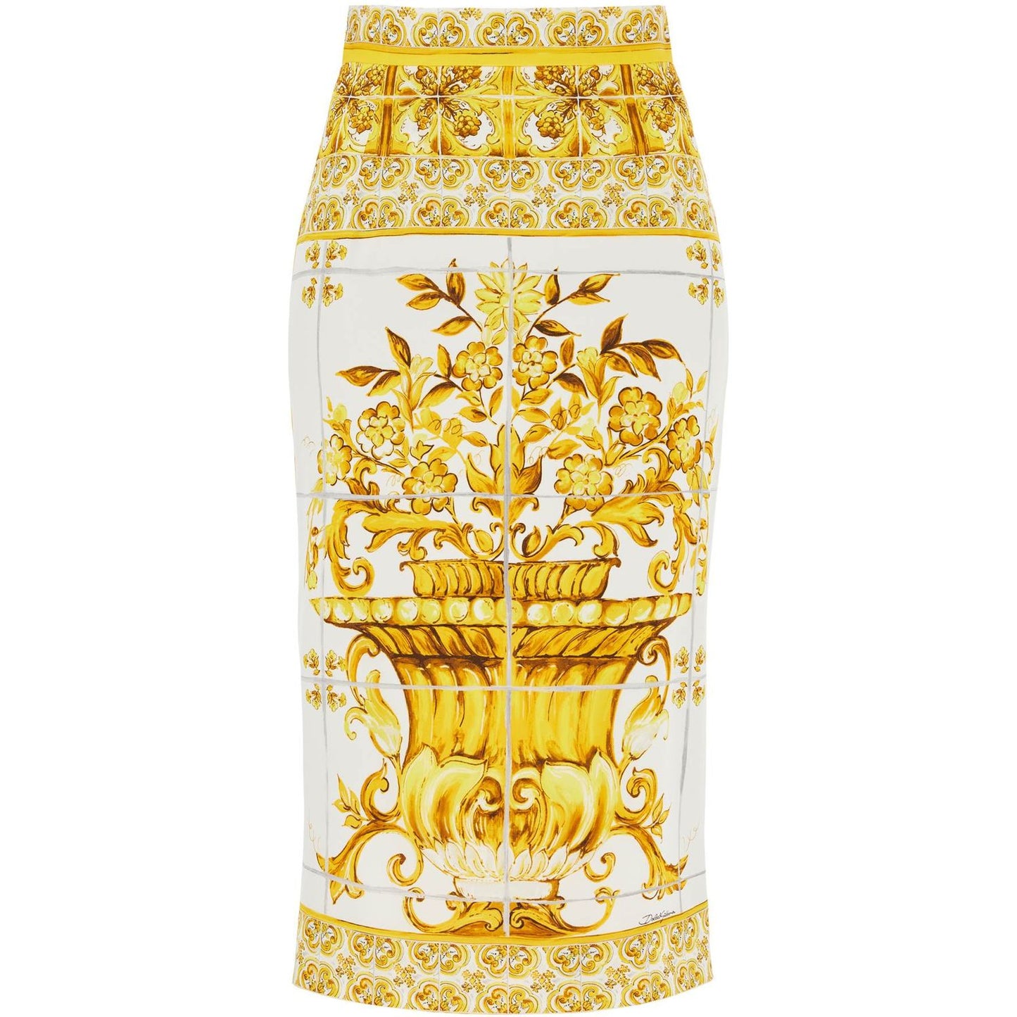 Dolce & Gabbana "stretch silk skirt with maiolica Skirts Dolce & Gabbana