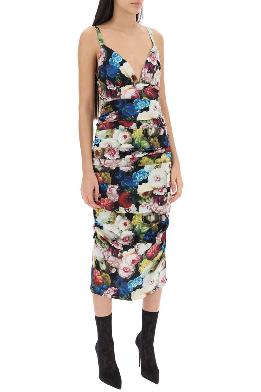 Dolce & Gabbana Dolce & Gabbana nocturnal flower draped midi dress