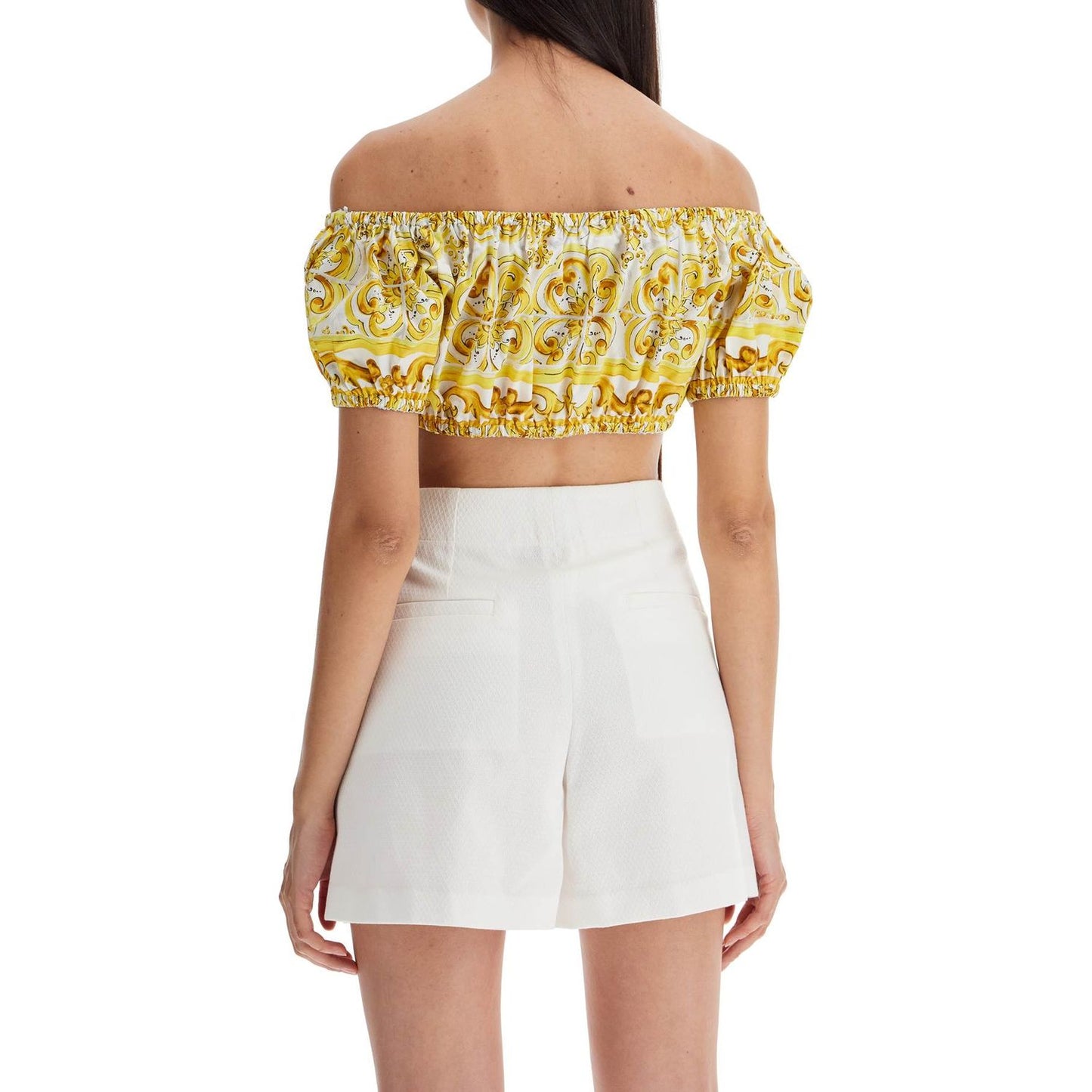 Dolce & Gabbana maiolica print poplin crop Topwear Dolce & Gabbana