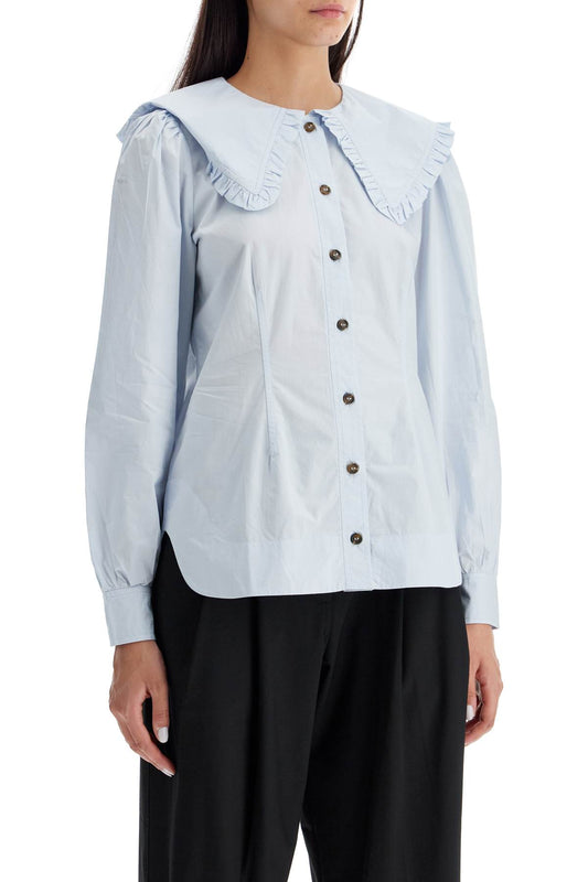 Ganni poplin shirt with oversized collar Topwear Ganni