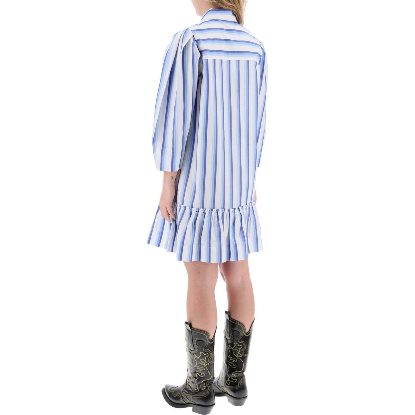 Ganni striped dress with ruffles. Dresses Ganni