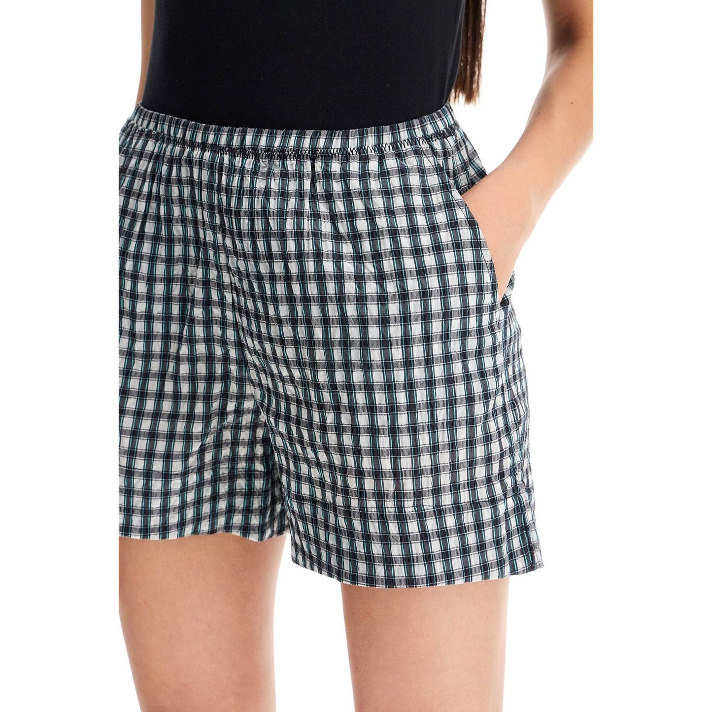 Ganni 'seersucker checkered pattern Short trousers Ganni