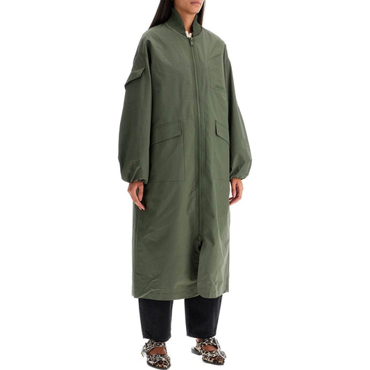 Ganni long tech seersucker trench Coats Ganni