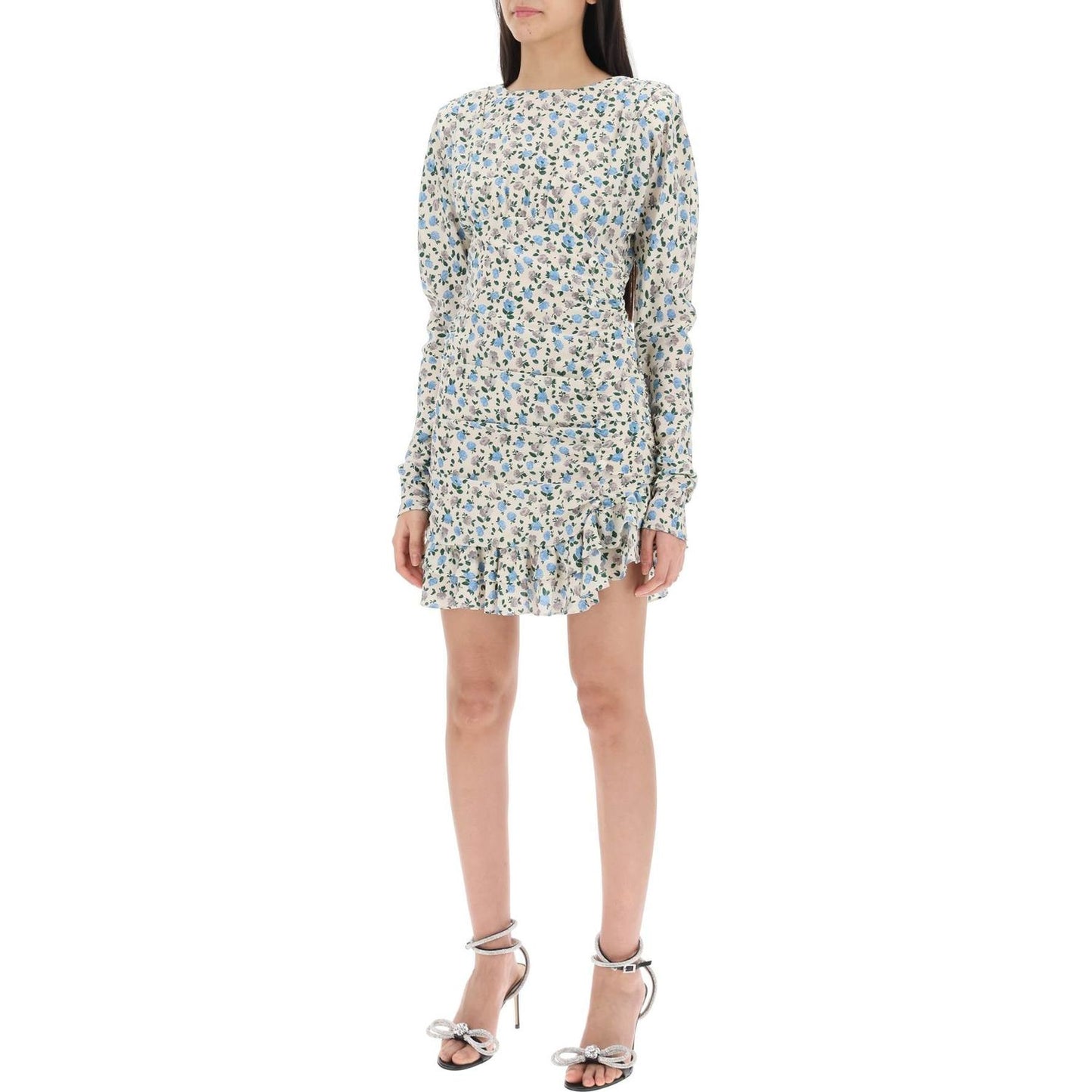 Alessandra Rich draped mini dress with floral pattern