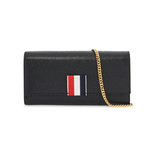 Thom Browne black calfskin chain wallet with rwb detail Wallets Thom Browne