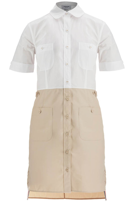 Thom Browne khaki typewriter cloth dress with striped logo Dresses Thom Browne