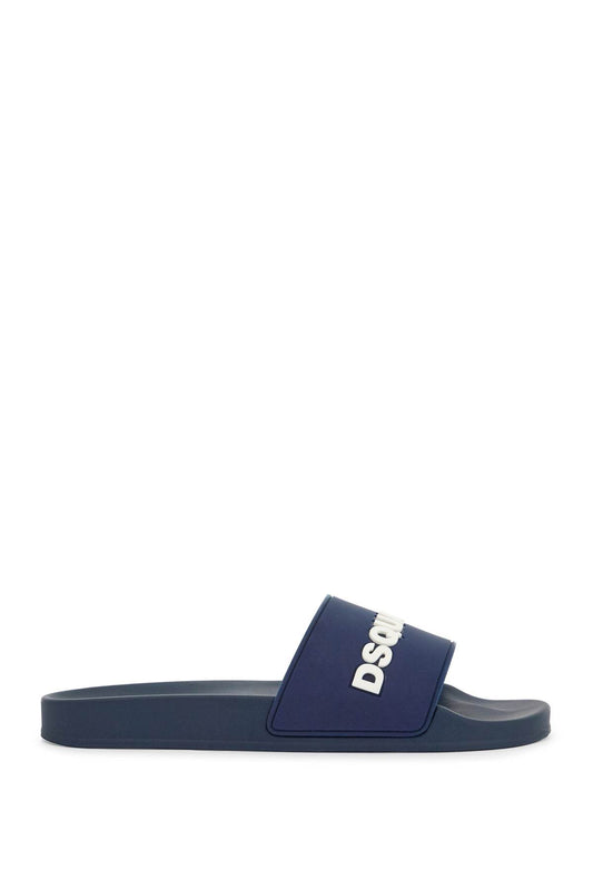 Dsquared2 navy blue polyurethane slippers with minimalist design and leather sole Sandals Dsquared2