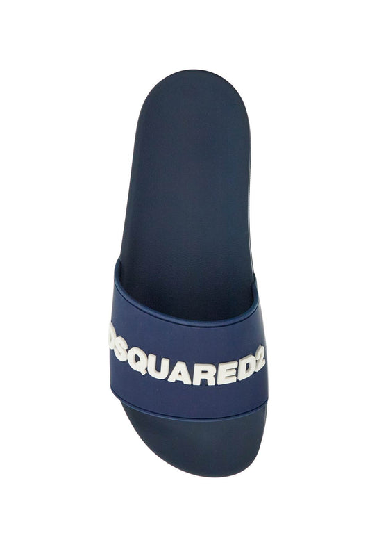 Dsquared2 navy blue polyurethane slippers with minimalist design and leather sole Sandals Dsquared2