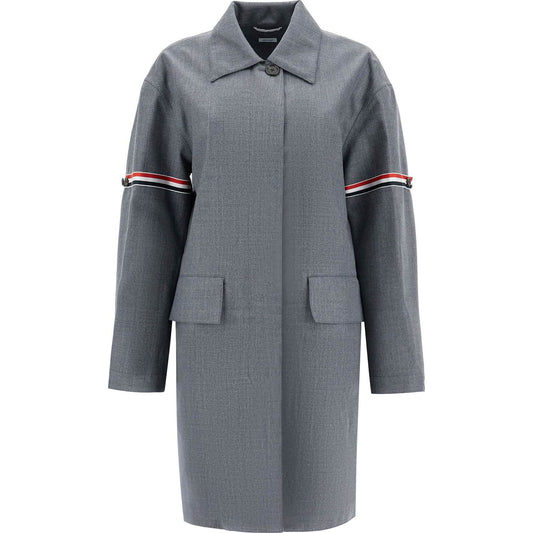 Thom Browne waterproof technical wool coat with rwb stripes Jackets Thom Browne