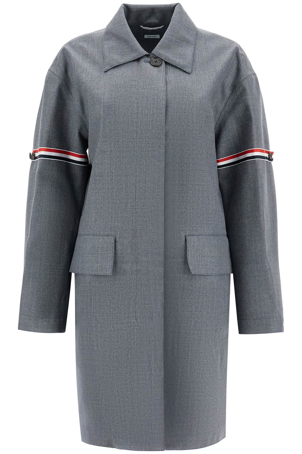 Thom Browne waterproof technical wool coat with rwb stripes Jackets Thom Browne