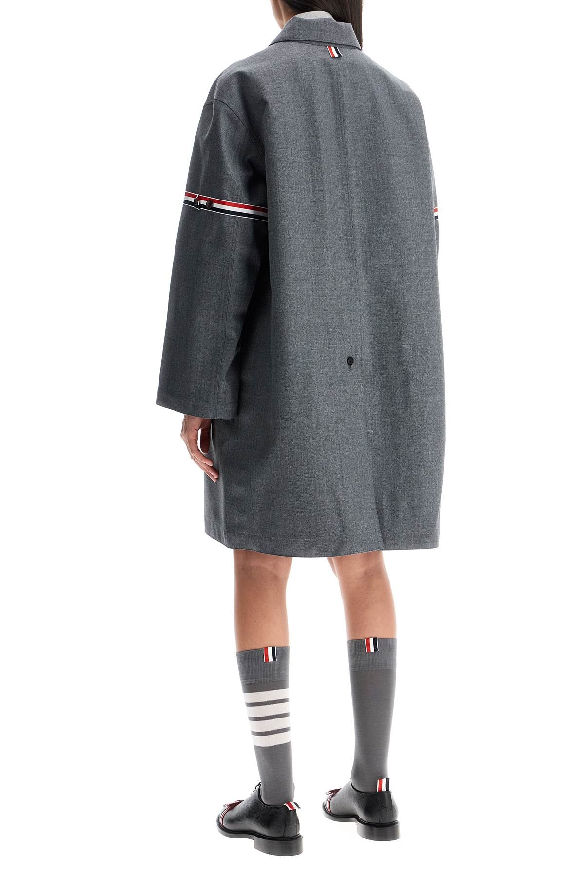 Thom Browne waterproof technical wool coat with rwb stripes Jackets Thom Browne