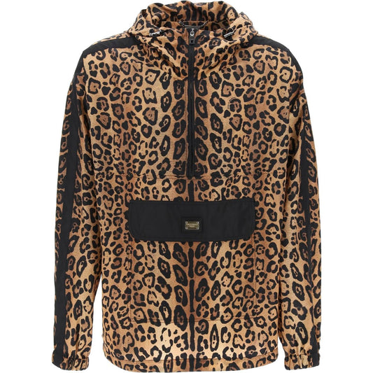 Dolce & Gabbana leopard print nylon anorak hoodie jumper Jackets Dolce & Gabbana