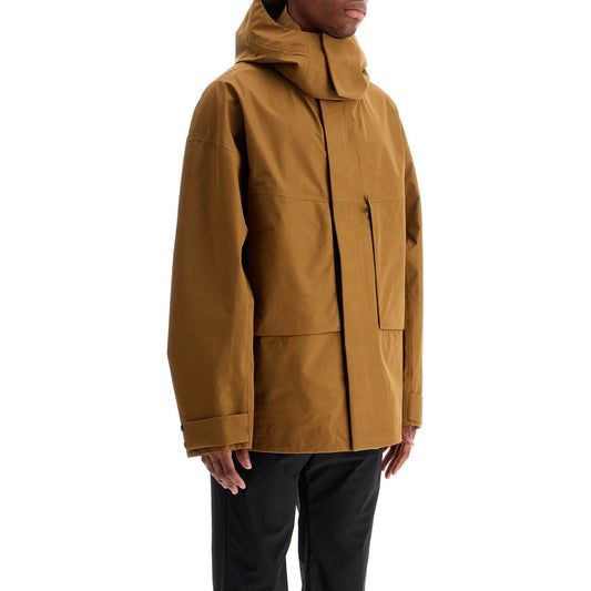 Herno Laminar light brown waterproof short jacket in polyester with hood