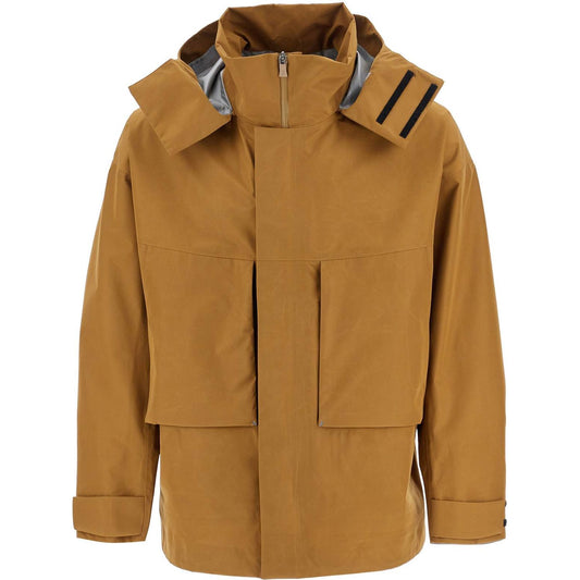 Herno Laminar light brown waterproof short jacket in polyester with hood