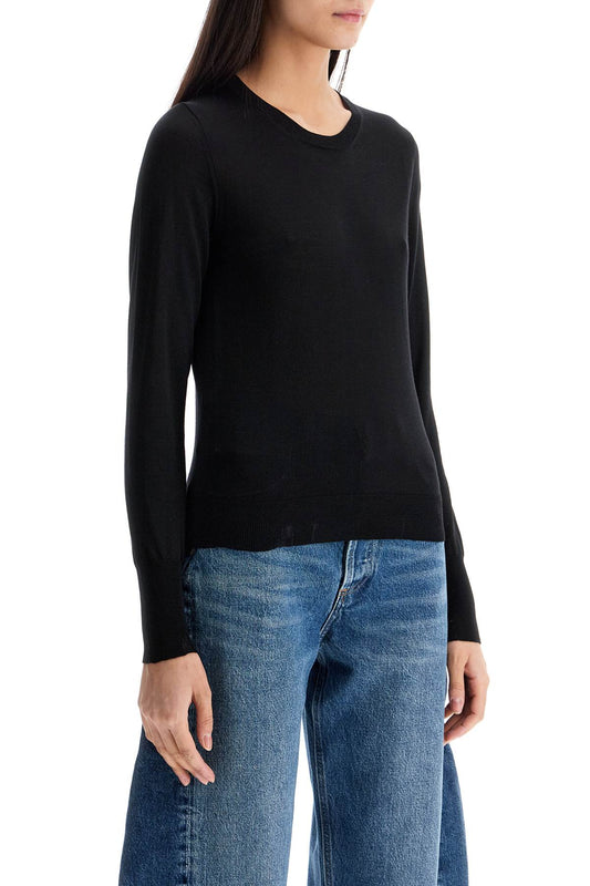 Golden Goose black merino wool sweater with golden applications for women Knitwear Golden Goose