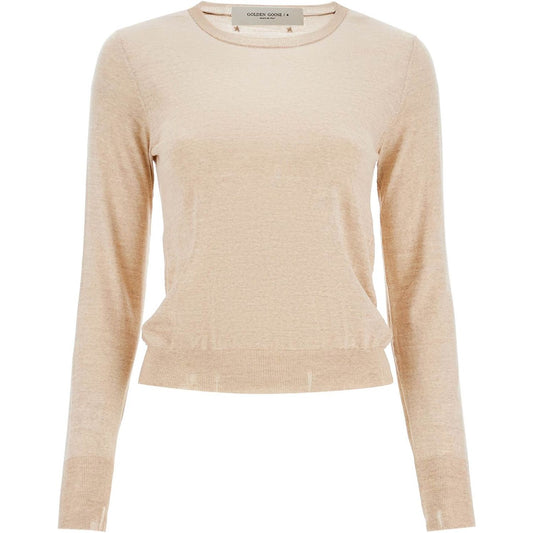 Golden Goose light beige merino wool women's crew neck sweater Knitwear Golden Goose