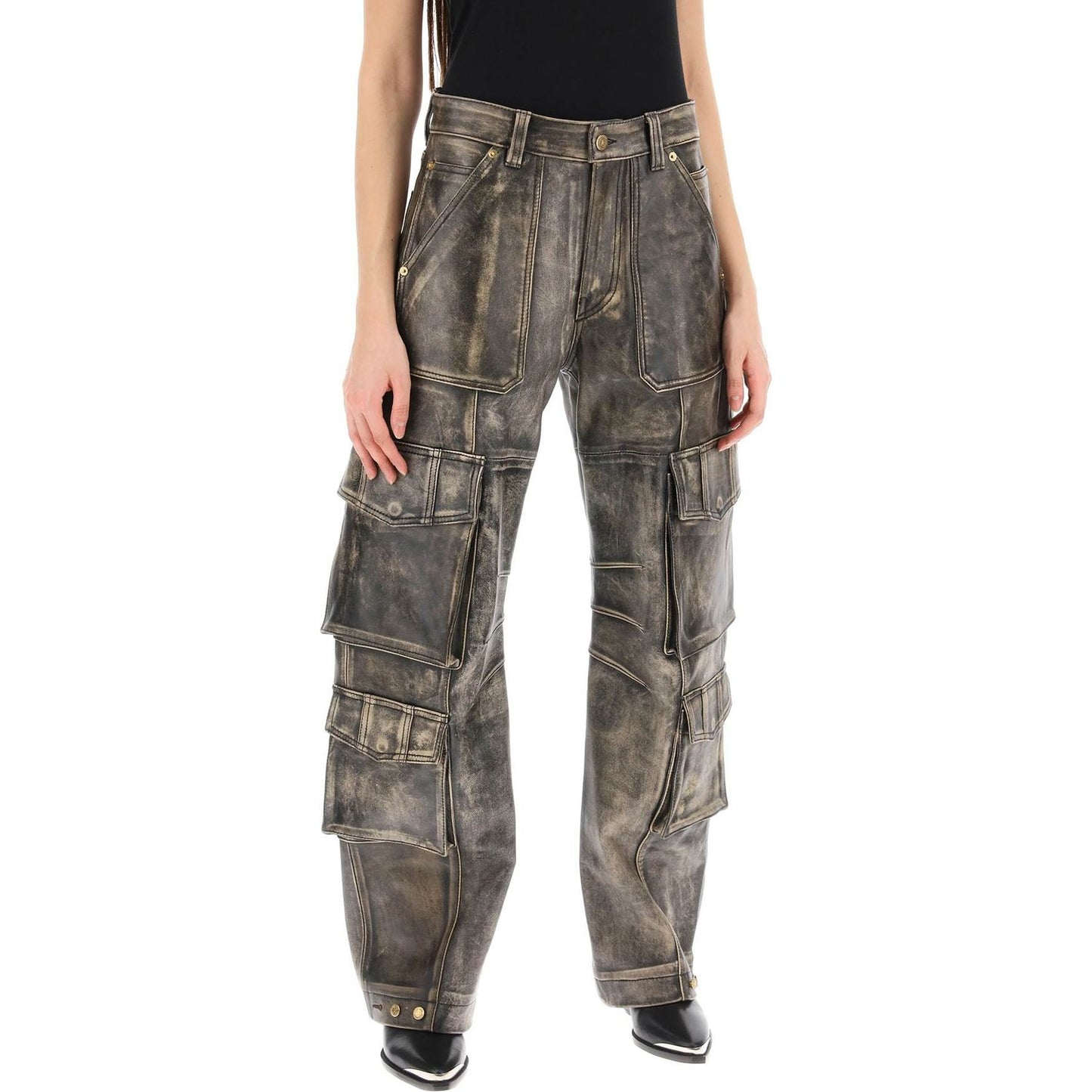 Golden Goose irin cargo pants in vintage-effect nappa leather