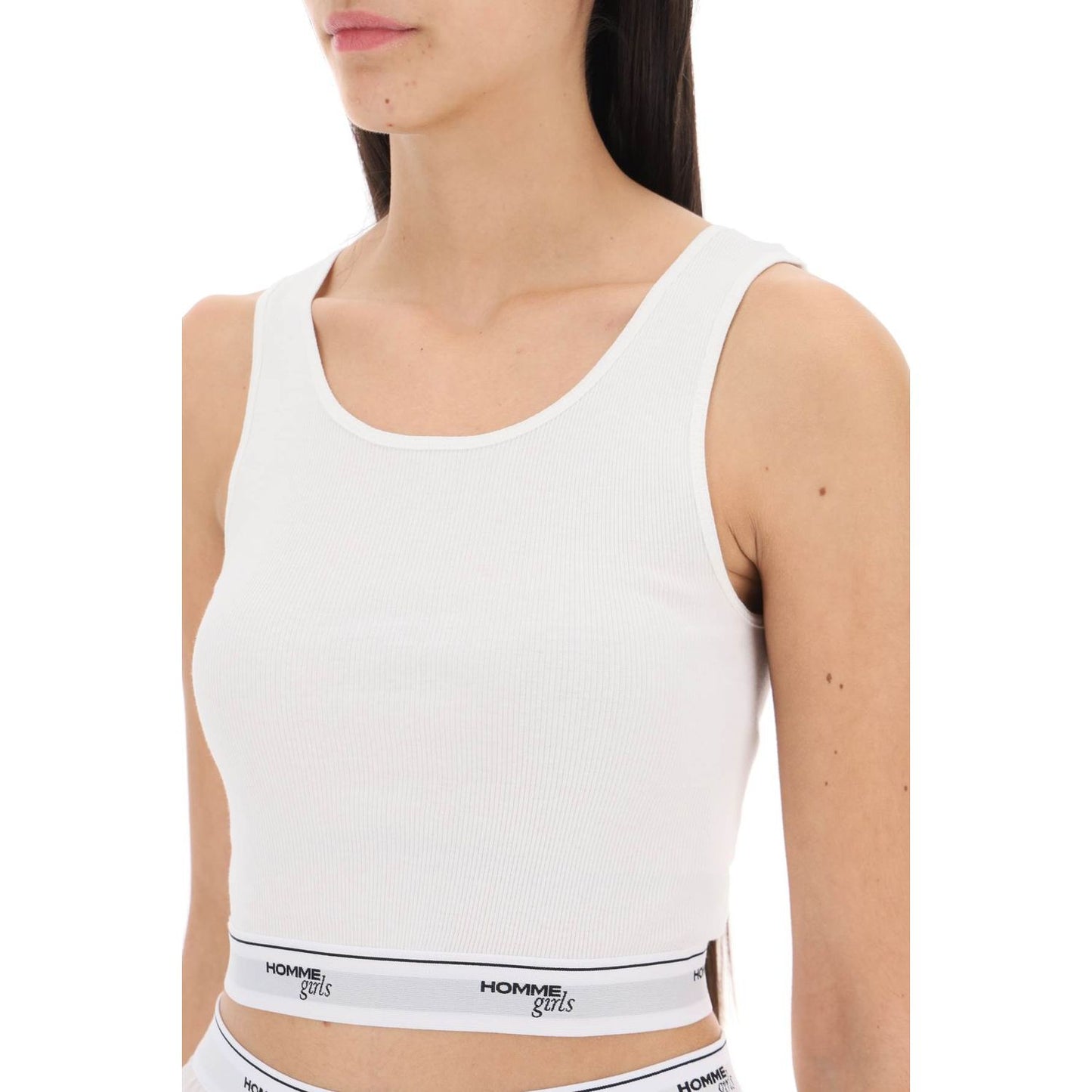 Homme Girls cotton crop top with logo band Topwear Homme Girls