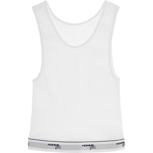 Homme Girls white cotton sleeveless crop top Topwear Homme Girls