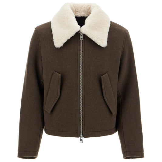 Ami Alexandre Matiussi boxy shearling jacket with collar Vests Ami Alexandre Matiussi