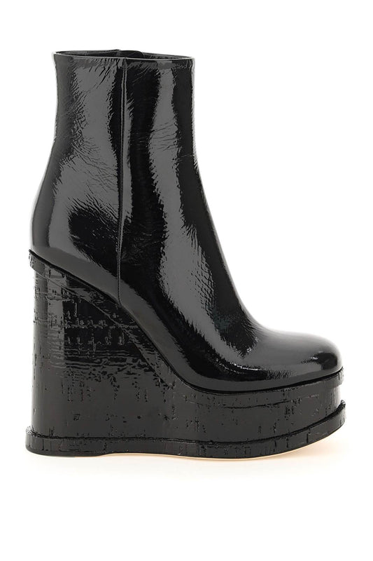 HAUS OF HONEY lacquer doll wedge ankle boots