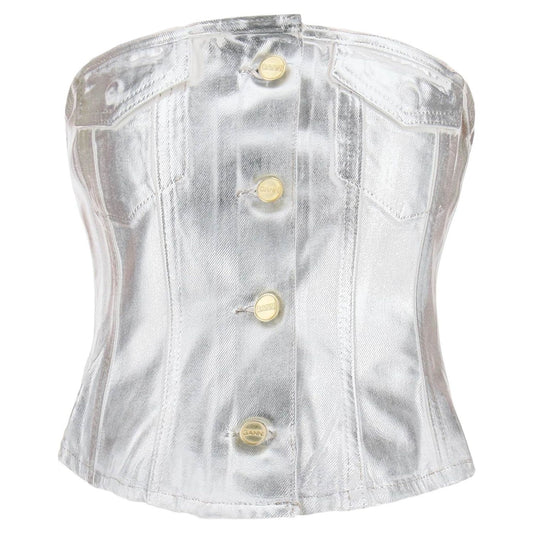 Ganni bustier top in foil denim Topwear Ganni