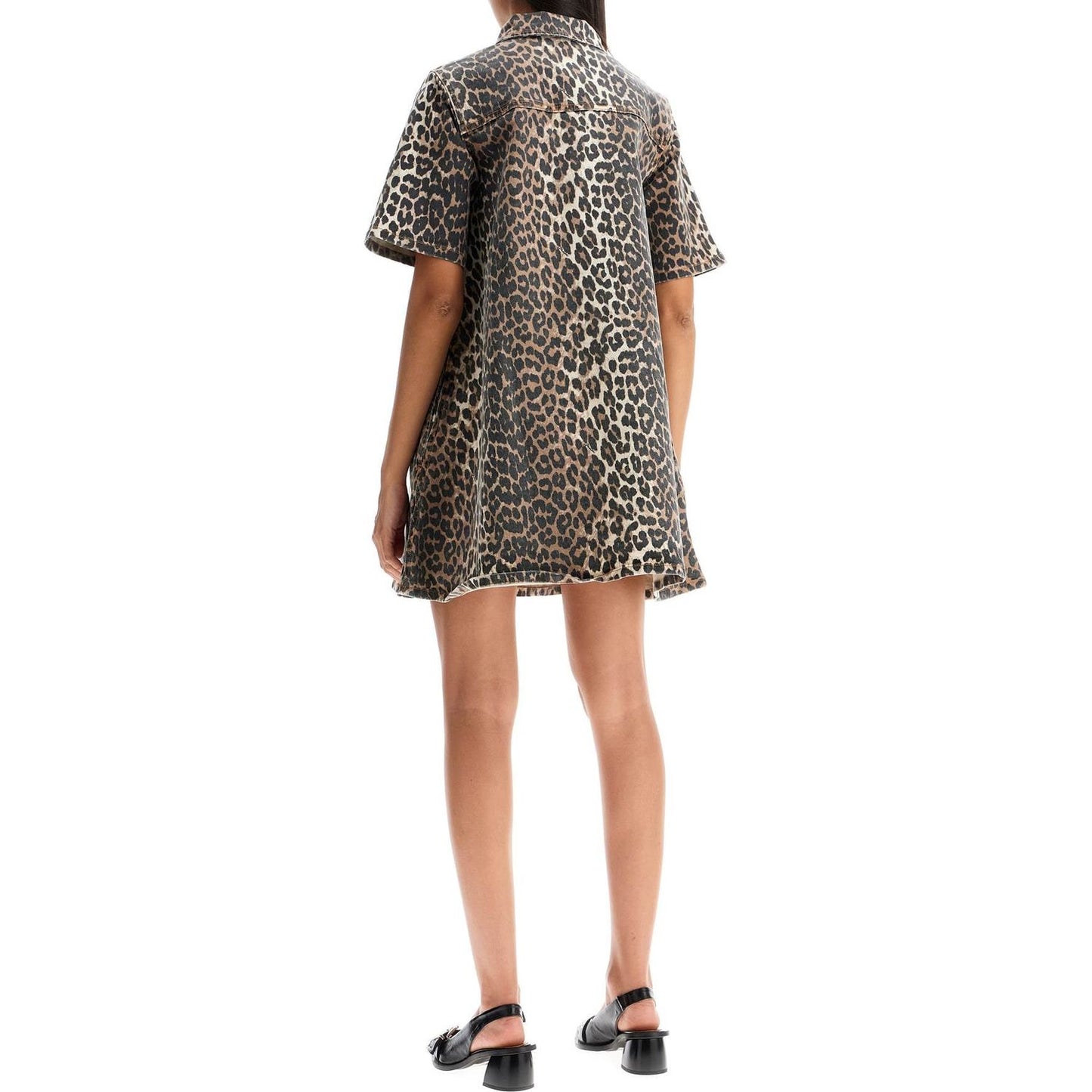 Ganni 'mini animal print denim dress' Dresses Ganni