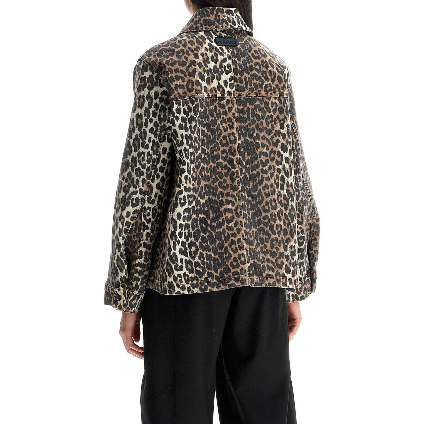 Ganni "leopard print denim jacket" Jackets Ganni