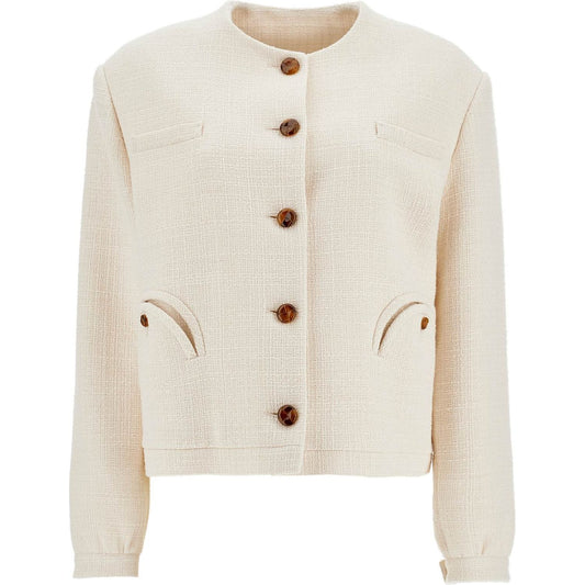 Blaze Milano cropped cream cotton bolero with buttons and pockets