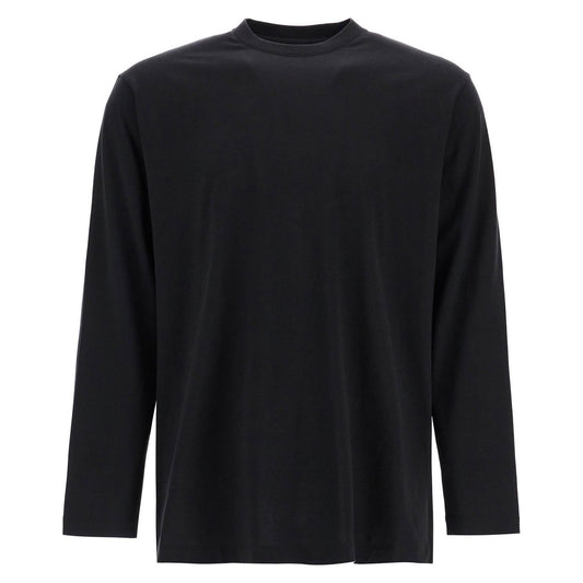 Y-3 long sleeve black cotton t-shirt with men's graphic